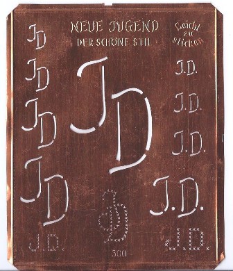 I/JD Kupfer Monogrammschablone 12 x I/JD