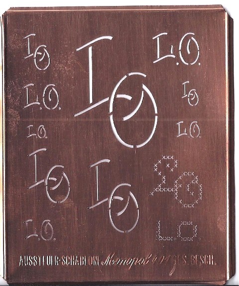 LO - Kupfer Monogrammschablone 12 x LO