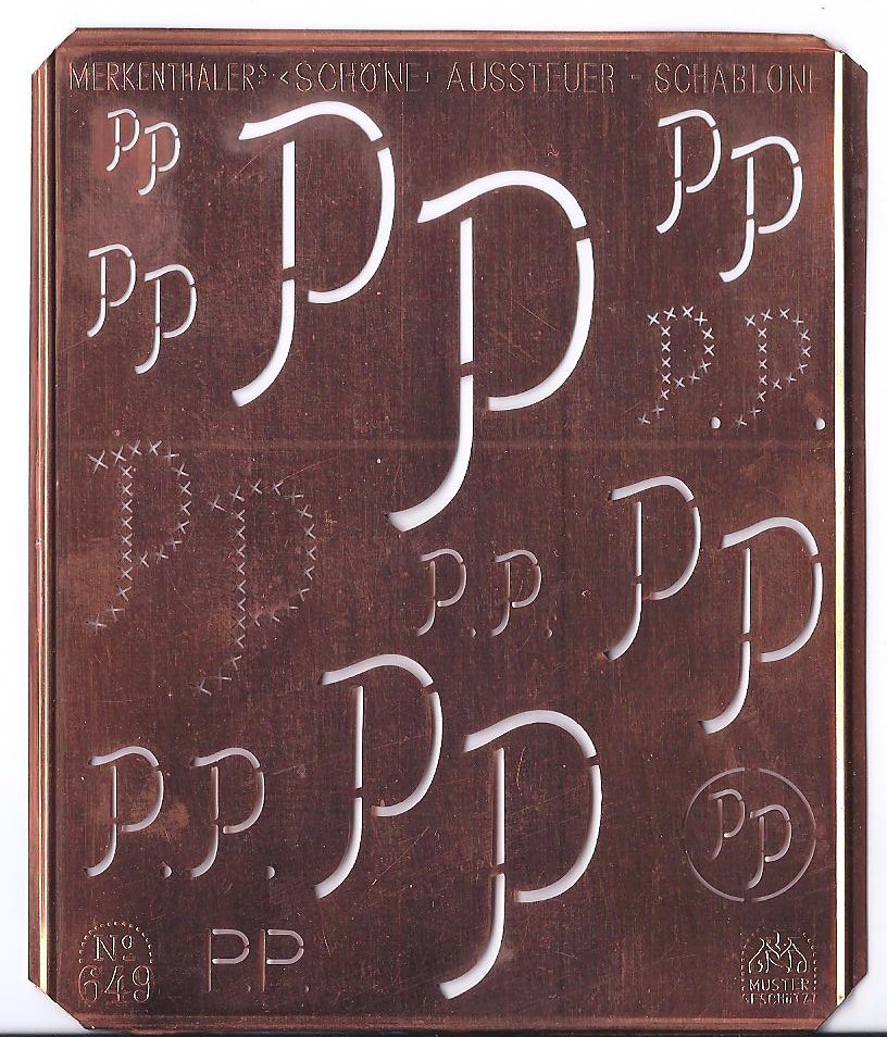 PP Kupfer Monogrammschablone 12 x PP