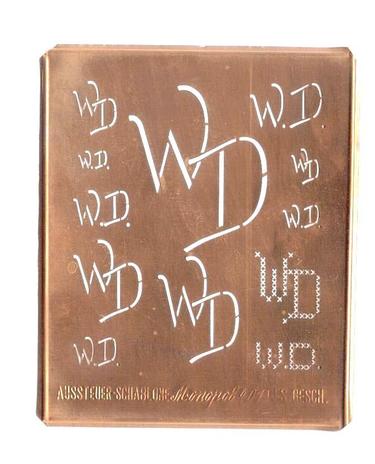 WD - Kupfer Monogrammschablone 12 x WD