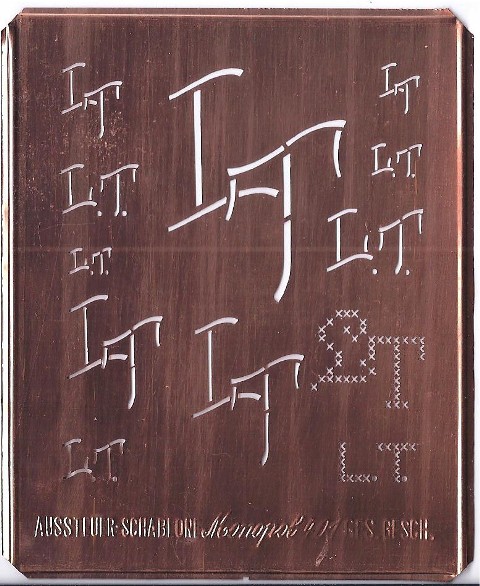 LT - Kupfer Monogrammschablone 12 x LT