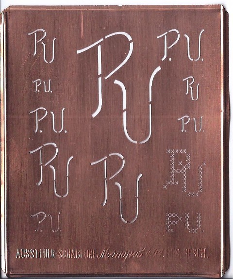 PU - Kupfer Monogrammschablone 12 x PU