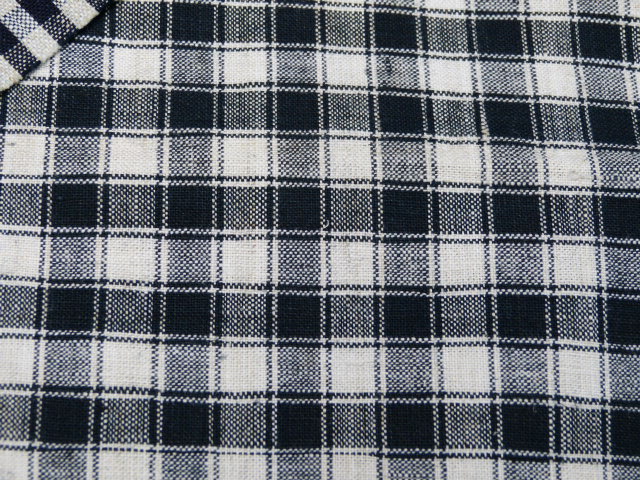 Handgewebtes Leinen dunkelblau/schwarz grau weiß kariert großes Karo  67 x 120
