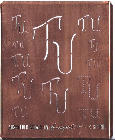 TU - Kupfer Monogrammschablone 12 x TU