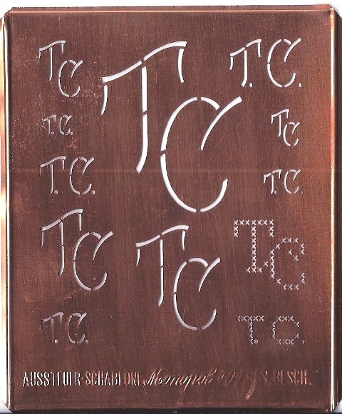 TC - Kupfer Monogrammschablone 12 x TC
