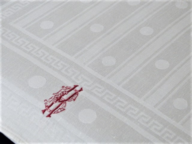 Sehr ausdruckstarkes Leinentuch Ziertuch großes rotes Mono MB 50x116 cm