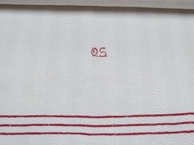 Handtuch handgewebtes Leinen Gerstenkorn rote Randstreifen 43x130 cm