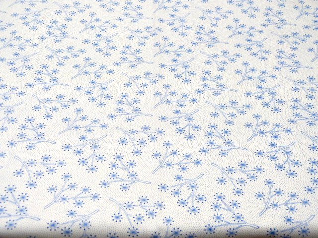 Bauernstoff blau weiße Blumenrispen Baumwolle 128 x 368