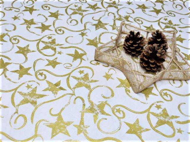 Weihnachtsdecke gedruckte goldene Sterne Ranken ELEGANT 120x120