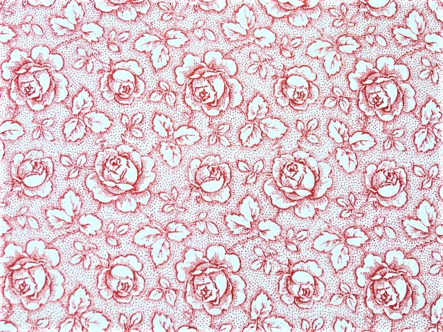 Westfalenstoff Rot-weiße Rosen Rosengarten  150 cm breit Druckstoff