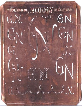 GN - 10 Monogrammvariationen - Kupferschablone