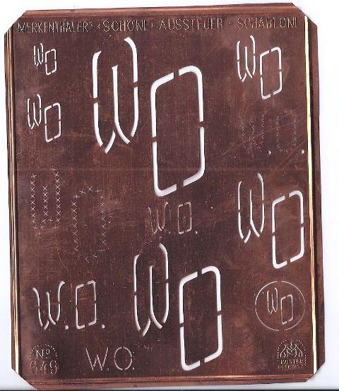 WO - 12 Monogrammvariationen: Kupferschablone