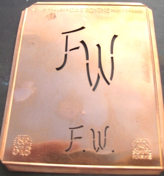 FW - Kupfer Monogrammschablone 2 x FW