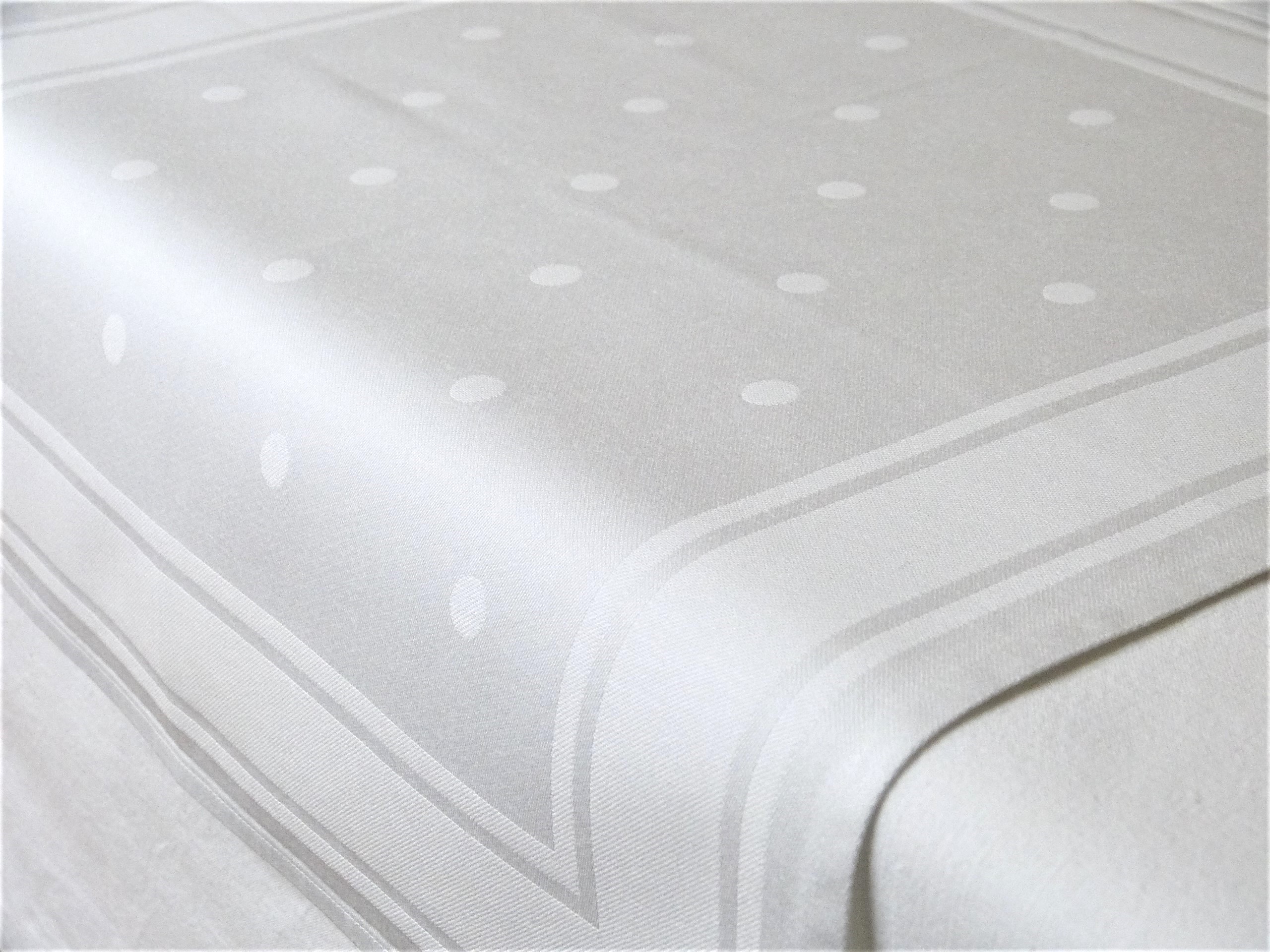 Antike Serviette Punkte Baumwolldamast seidig glänzend weiß 48x48 cm