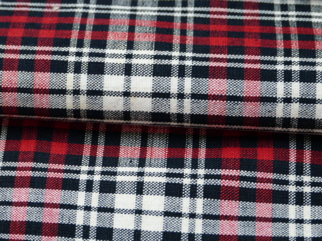 Leinen schwarz weiß rot kariert gewebt ungebraucht aus neuem Bettbezug 62 x 370 cm