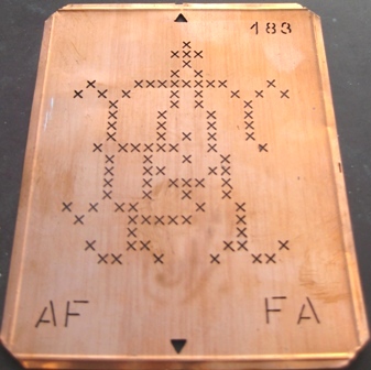 AF - Monogrammschablone, Kupfer, Kreuzstich