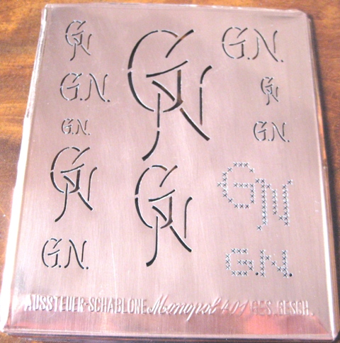 GN - 12 Monogrammvariationen - Kupferschablone