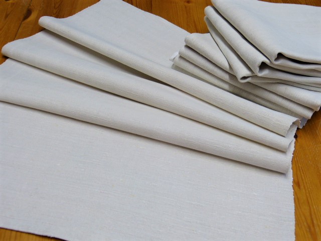 Handgewebtes Handtuch Leinen gebrochenes weiß ohne Muster ohne Mono  47 x 85  1950