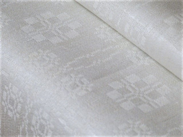 Tischdecke Leinen handgewebt ecrufarben grafisches Muster 105 x 145 cm