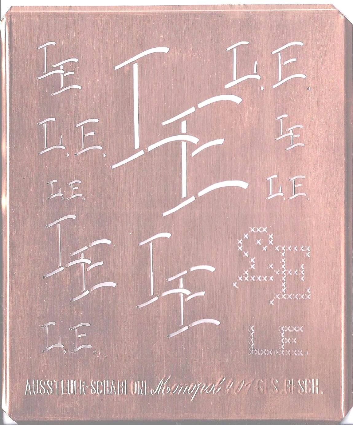 LE - 12 Monogrammvariationen: Kupferschablone. Monopol 401.