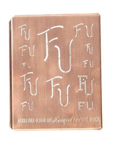 FU - Kupfer Monogrammschablone 12 x FU