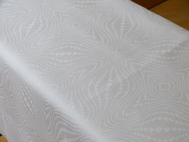 Weiße Tischdecke handgewebtes Leinen glänzendes Wellenmuster MONO OS 132x164  1910