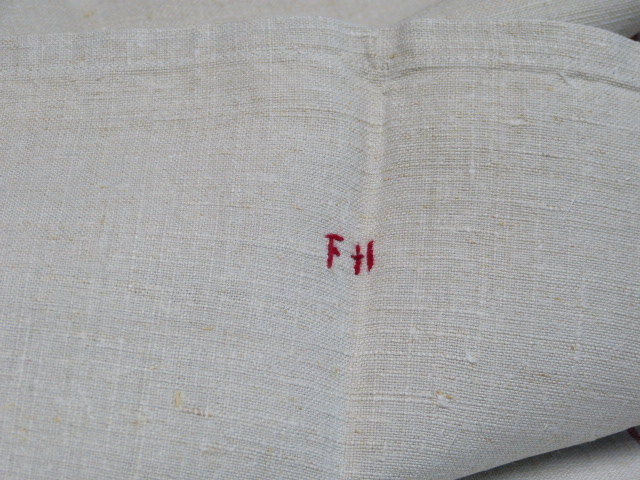 Leinensack Getreidesack Grain Sack handgewebt mit roten Streifen 70 x 135 cm