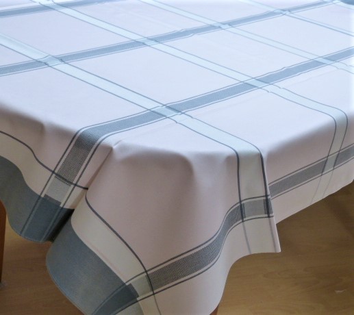 Feine Antike Tischdecke Baumwolle rosa weiße Streifen grau grüne Streifen am Rand 124 x 160 cm